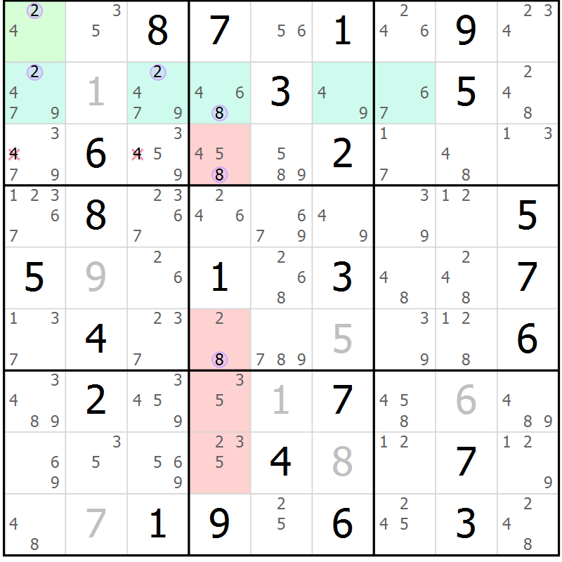 Position des candidats pour la solution de la Gr 76 page 79 du magazine de sudoku Suprême n° 027