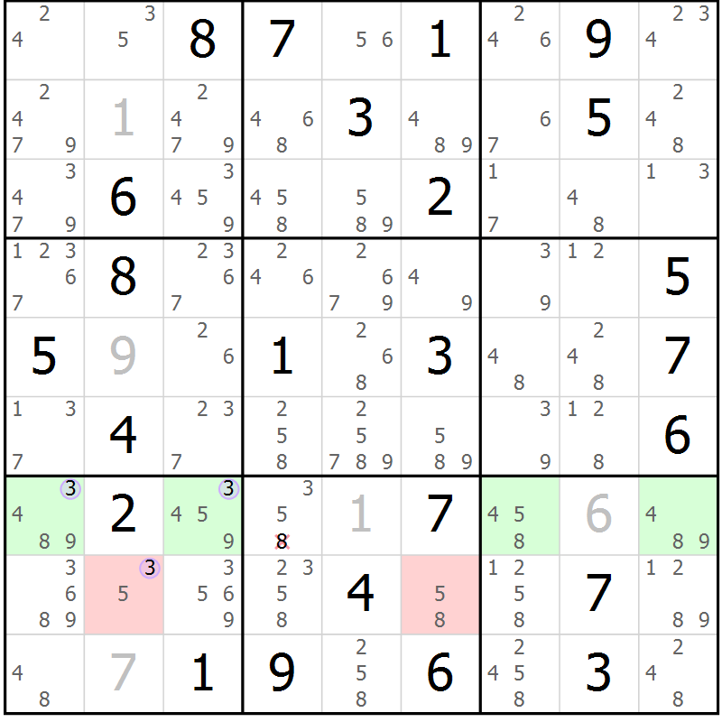 Position des candidats pour la solution de la Gr 76 page 79 du magazine de sudoku Suprême n° 027