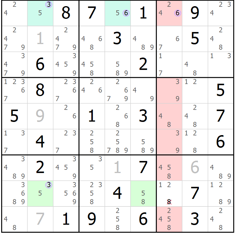 Position des candidats pour la solution de la Gr 76 page 79 du magazine de sudoku Suprême n° 027