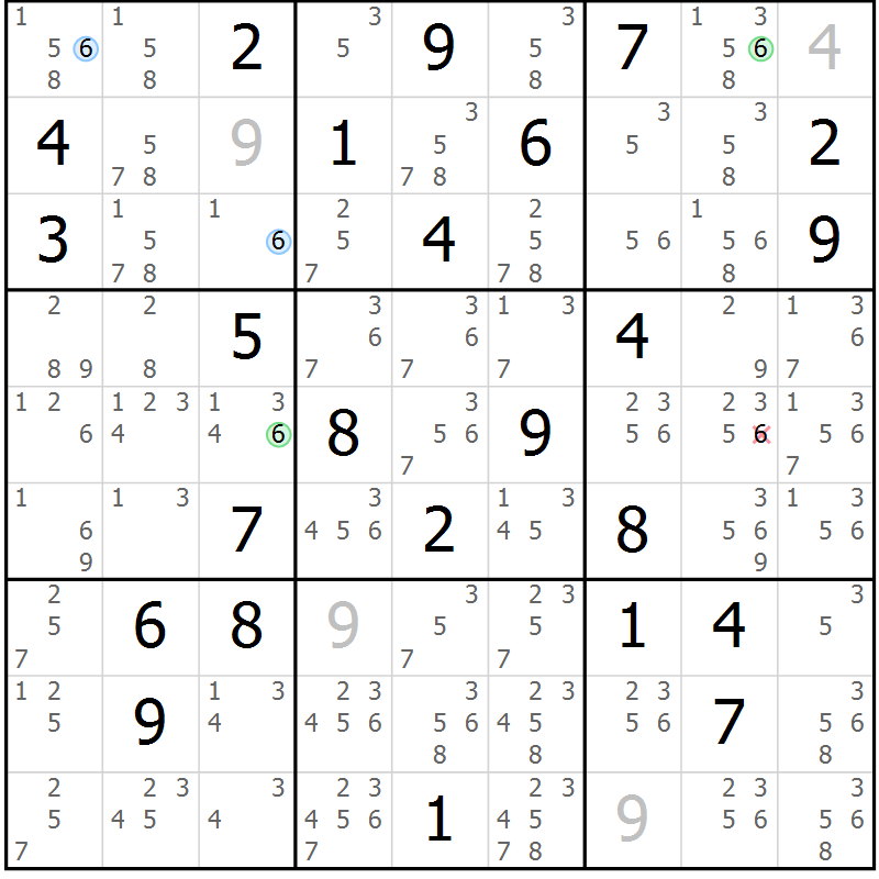 Position des candidats pour la solution de la Gr 77 page 80 du magazine de sudoku Suprême n° 027