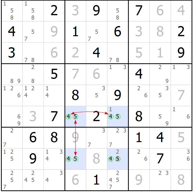 Position des candidats pour la solution de la Gr 77 page 80 du magazine de sudoku Suprême n° 027