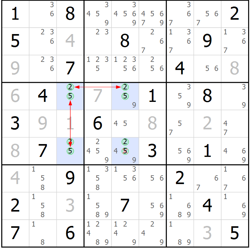 Position des candidats pour la solution de la Gr 78 page 81 du magazine de sudoku Suprême n° 027