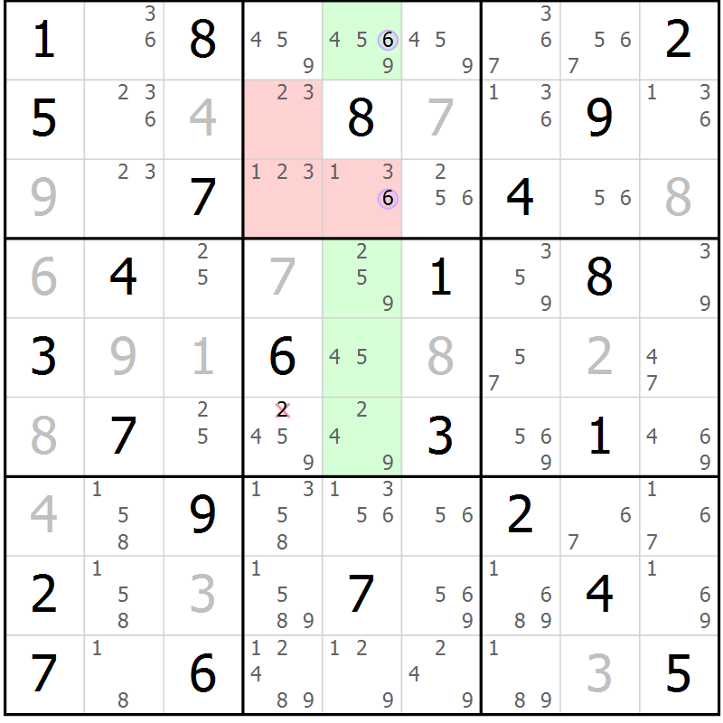 Position des candidats pour la solution de la Gr 78 page 81 du magazine de sudoku Suprême n° 027
