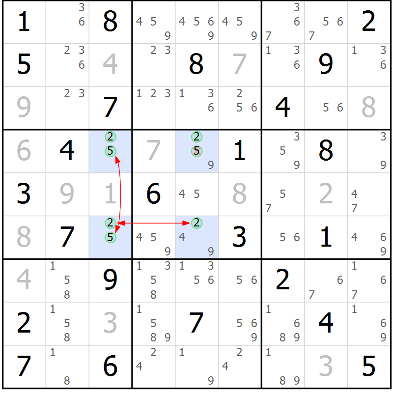 Position des candidats pour la solution de la Gr 78 page 81 du magazine de sudoku Suprême n° 027