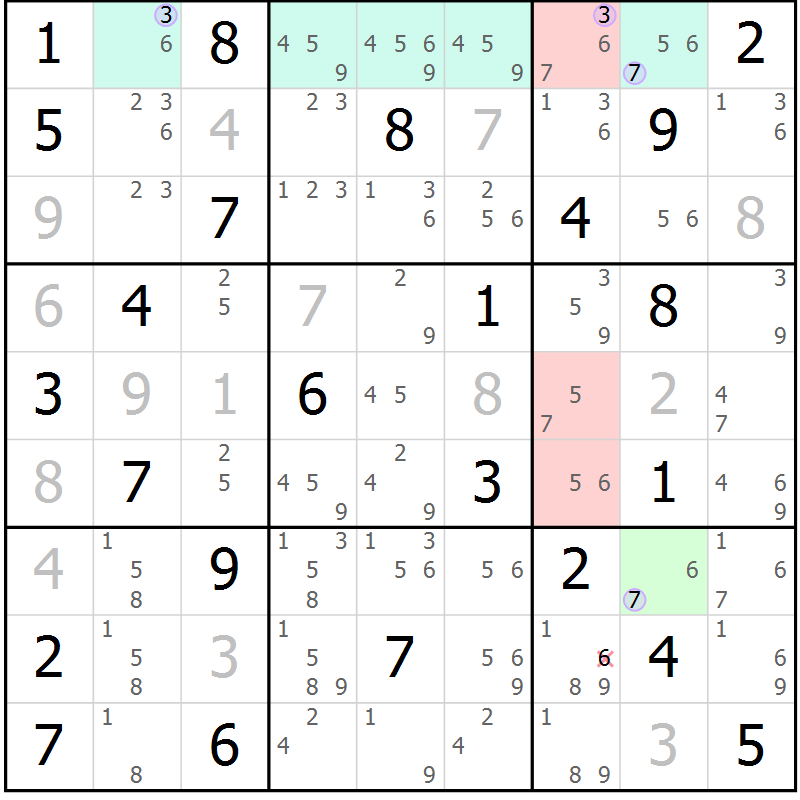 Position des candidats pour la solution de la Gr 78 page 81 du magazine de sudoku Suprême n° 027