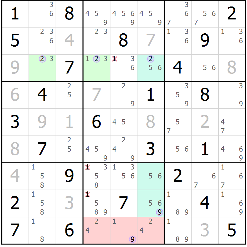 Position des candidats pour la solution de la Gr 78 page 81 du magazine de sudoku Suprême n° 027