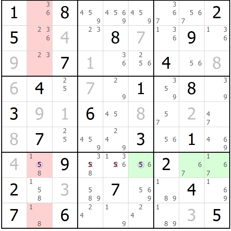 Position des candidats pour la solution de la Gr 78 page 81 du magazine de sudoku Suprême n° 027