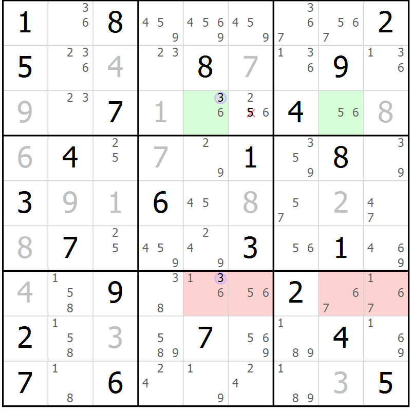 Position des candidats pour la solution de la Gr 78 page 81 du magazine de sudoku Suprême n° 027