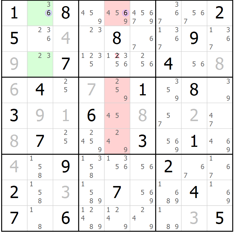 Position des candidats pour la solution de la Gr 78 page 81 du magazine de sudoku Suprême n° 027