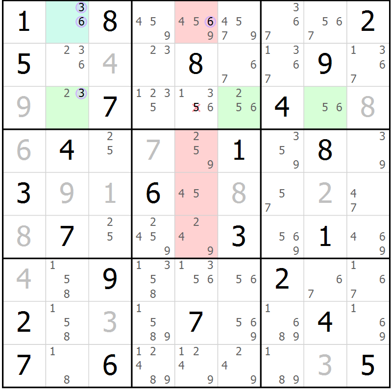 Position des candidats pour la solution de la Gr 78 page 81 du magazine de sudoku Suprême n° 027