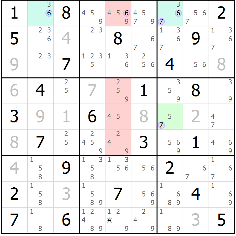 Position des candidats pour la solution de la Gr 78 page 81 du magazine de sudoku Suprême n° 027