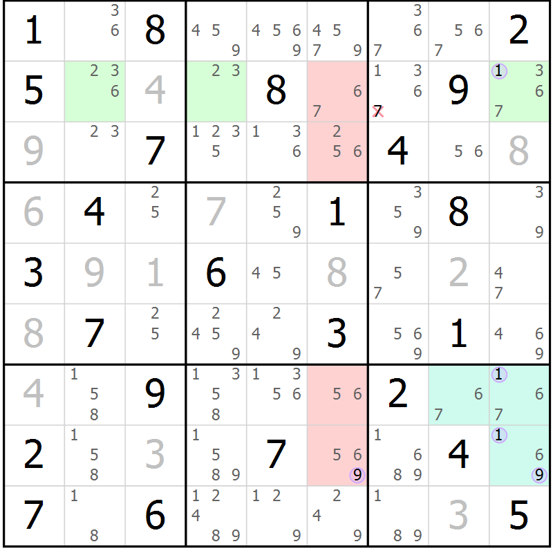 Position des candidats pour la solution de la Gr 78 page 81 du magazine de sudoku Suprême n° 027