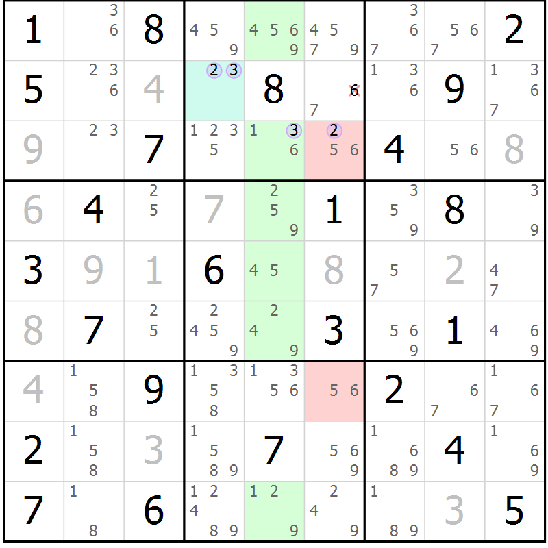 Position des candidats pour la solution de la Gr 78 page 81 du magazine de sudoku Suprême n° 027