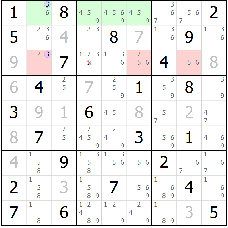 Position des candidats pour la solution de la Gr 78 page 81 du magazine de sudoku Suprême n° 027