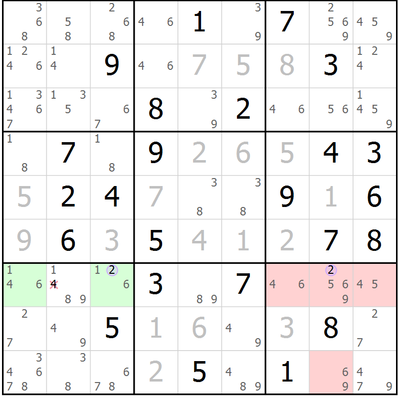 Position des candidats pour la solution de la Gr 79 page 82 du magazine de sudoku Suprême n° 027