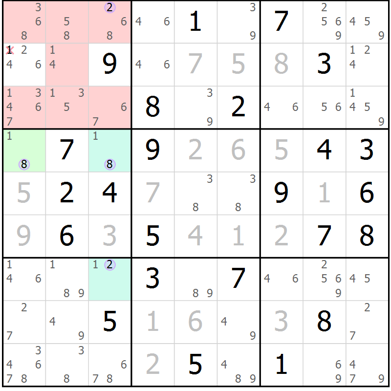 Position des candidats pour la solution de la Gr 79 page 82 du magazine de sudoku Suprême n° 027