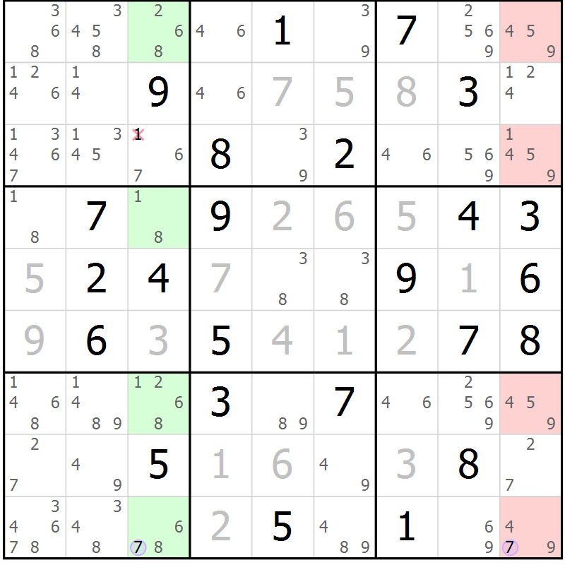 Position des candidats pour la solution de la Gr 79 page 82 du magazine de sudoku Suprême n° 027