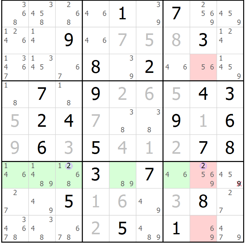 Position des candidats pour la solution de la Gr 79 page 82 du magazine de sudoku Suprême n° 027