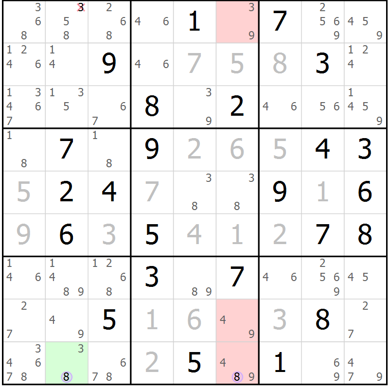 Position des candidats pour la solution de la Gr 79 page 82 du magazine de sudoku Suprême n° 027