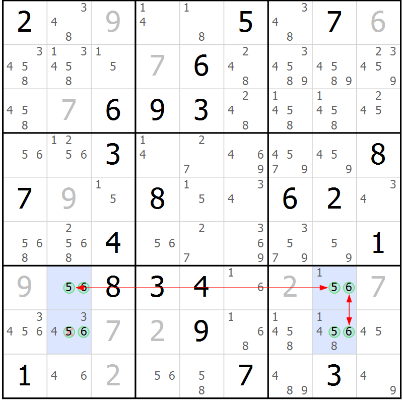 Position des candidats pour la solution de la Gr 8 page 11 du magazine de sudoku Suprême n° 027