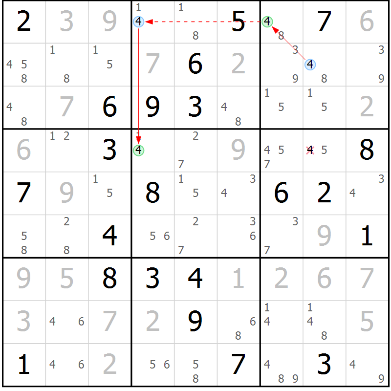 Position des candidats pour la solution de la Gr 8 page 11 du magazine de sudoku Suprême n° 027