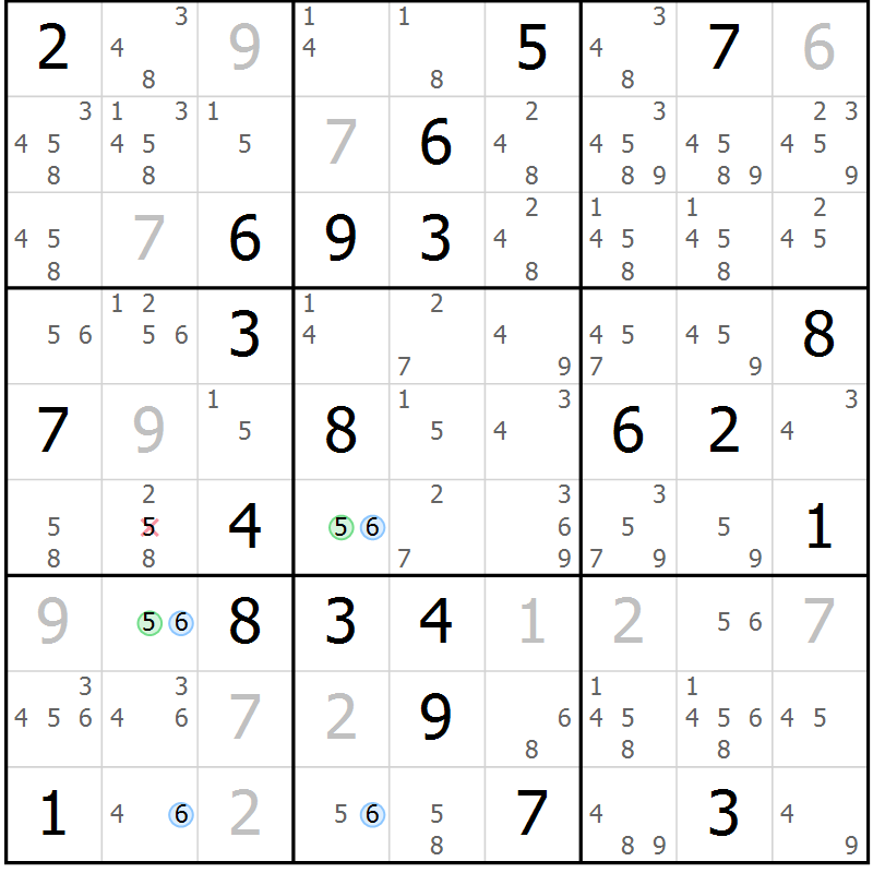 Position des candidats pour la solution de la Gr 8 page 11 du magazine de sudoku Suprême n° 027