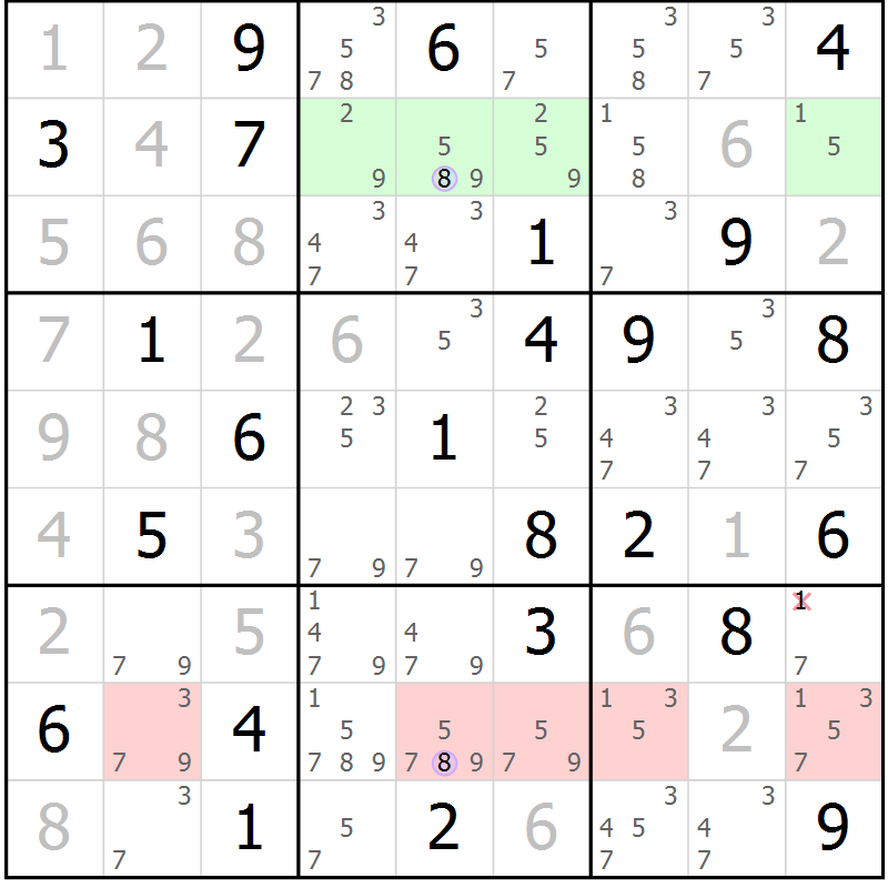 Position des candidats pour la solution de la Gr 81 page 84 du magazine de sudoku Suprême n° 027