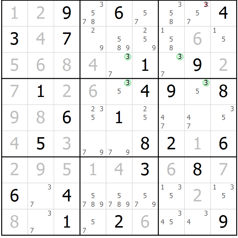 Position des candidats pour la solution de la Gr 81 page 84 du magazine de sudoku Suprême n° 027