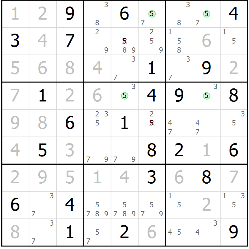 Position des candidats pour la solution de la Gr 81 page 84 du magazine de sudoku Suprême n° 027