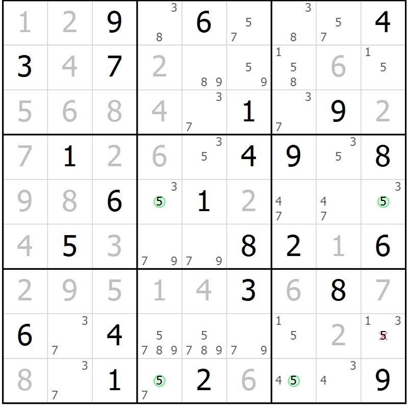 Position des candidats pour la solution de la Gr 81 page 84 du magazine de sudoku Suprême n° 027