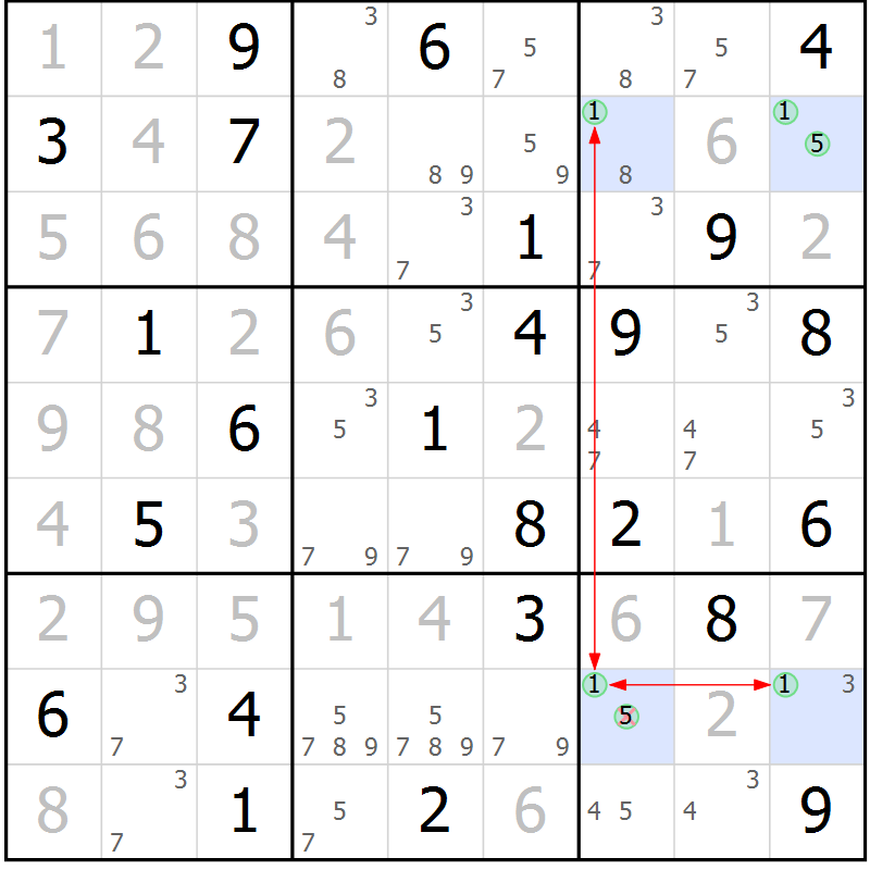 Position des candidats pour la solution de la Gr 81 page 84 du magazine de sudoku Suprême n° 027