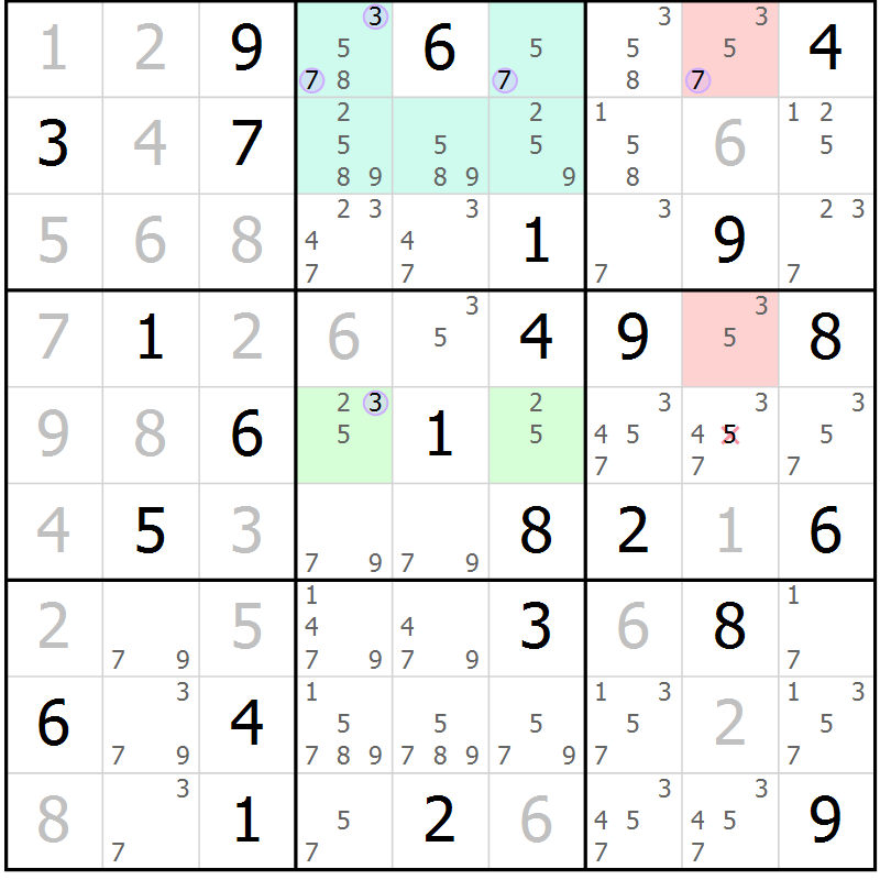 Position des candidats pour la solution de la Gr 81 page 84 du magazine de sudoku Suprême n° 027