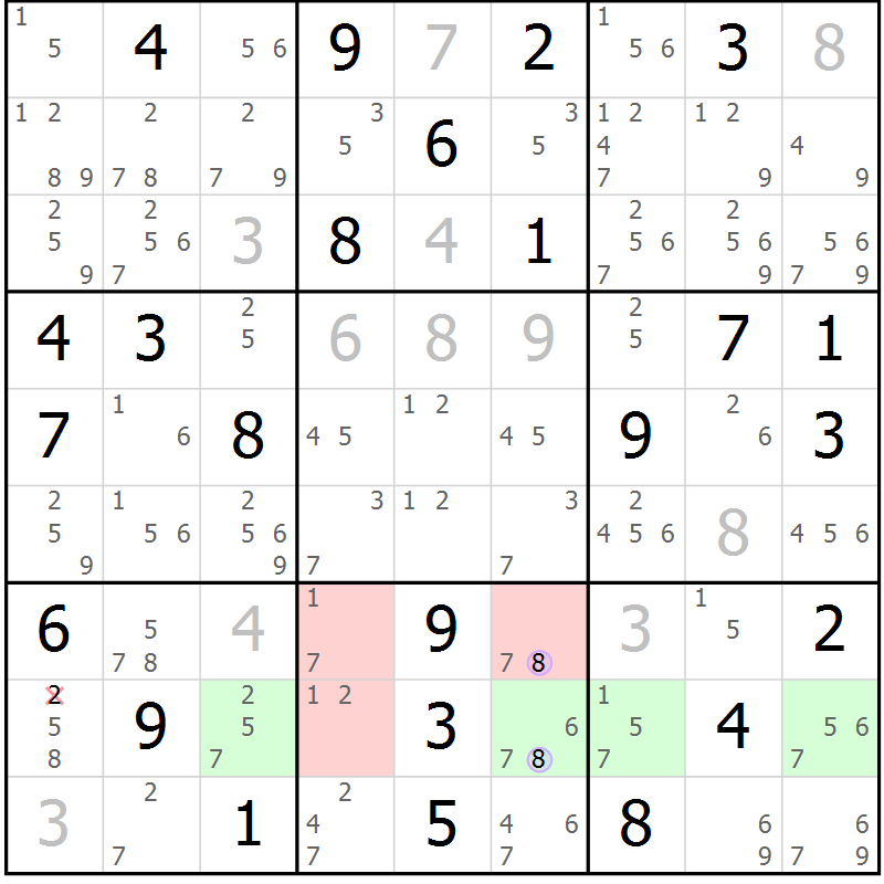 Position des candidats pour la solution de la Gr 82 page 85 du magazine de sudoku Suprême n° 027