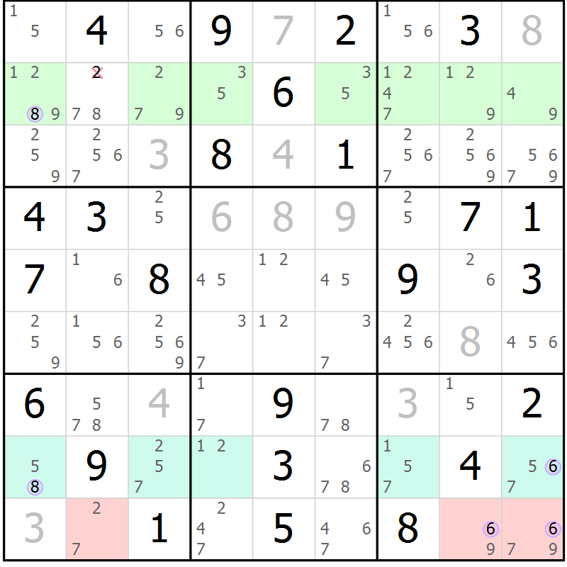 Position des candidats pour la solution de la Gr 82 page 85 du magazine de sudoku Suprême n° 027