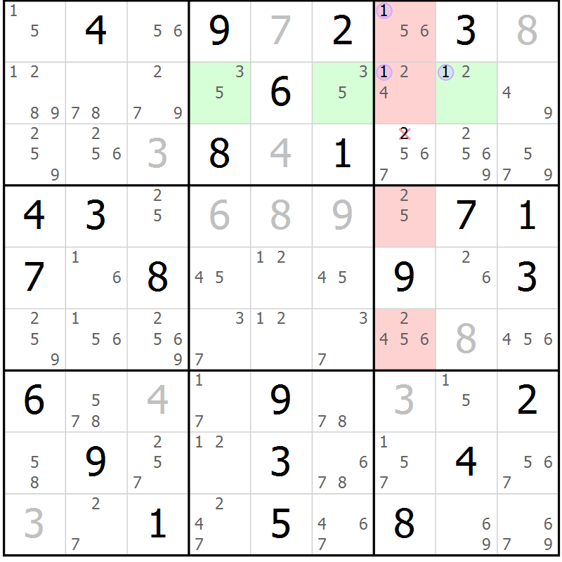 Position des candidats pour la solution de la Gr 82 page 85 du magazine de sudoku Suprême n° 027