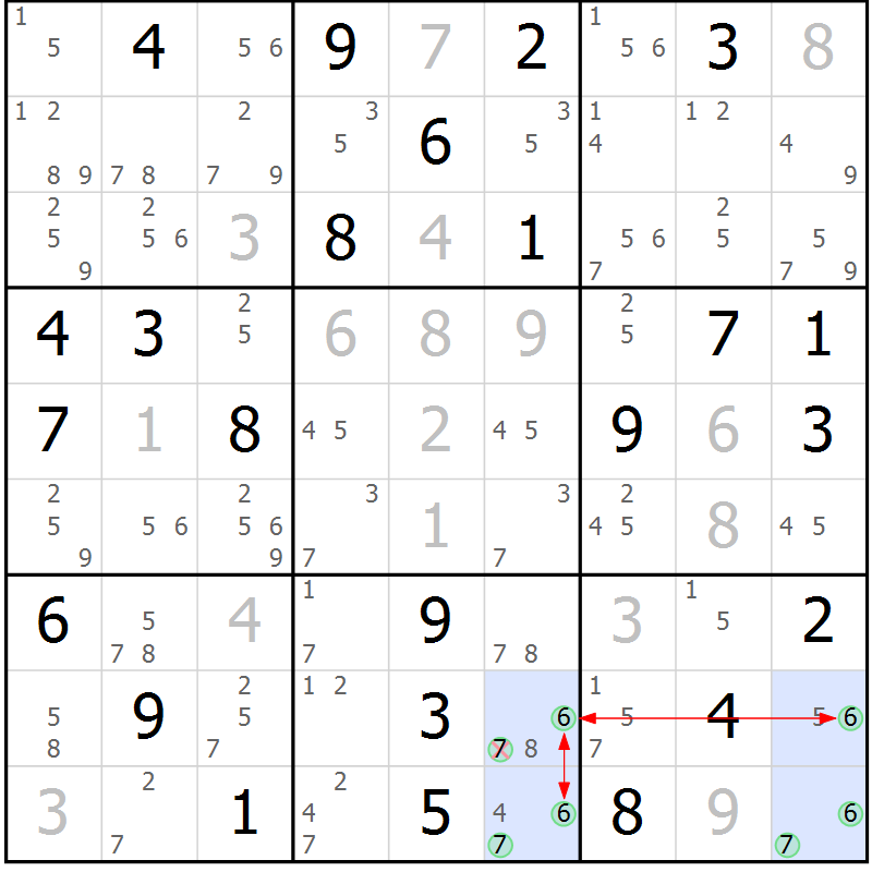 Position des candidats pour la solution de la Gr 82 page 85 du magazine de sudoku Suprême n° 027