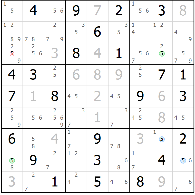 Position des candidats pour la solution de la Gr 82 page 85 du magazine de sudoku Suprême n° 027