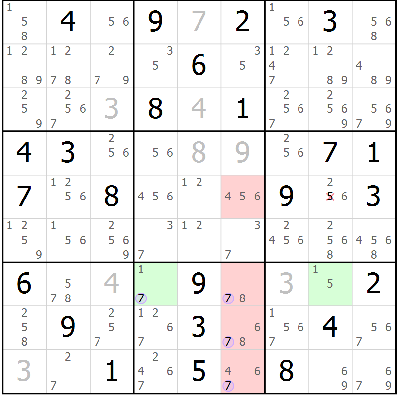 Position des candidats pour la solution de la Gr 82 page 85 du magazine de sudoku Suprême n° 027