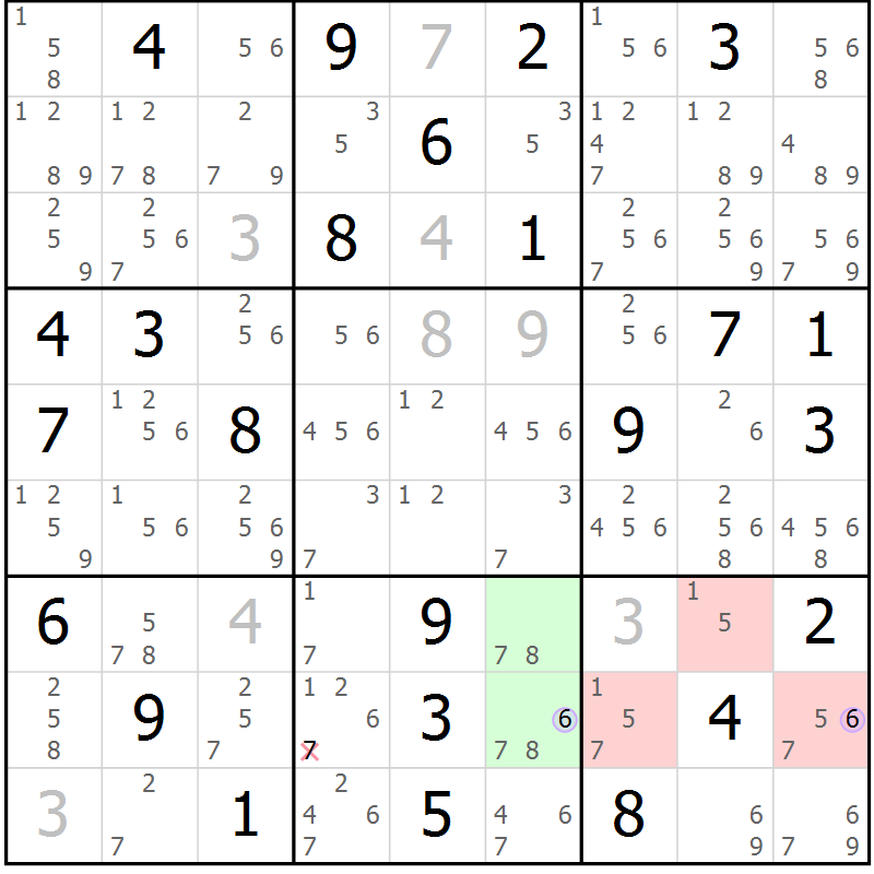 Position des candidats pour la solution de la Gr 82 page 85 du magazine de sudoku Suprême n° 027
