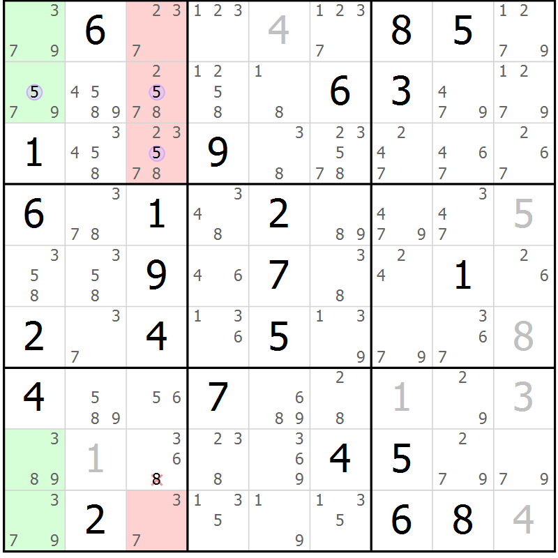 Position des candidats pour la solution de la Gr 83 page 86 du magazine de sudoku Suprême n° 027