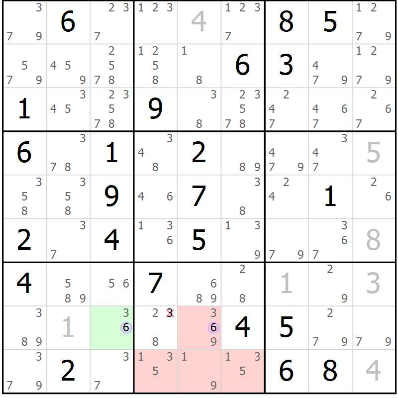 Position des candidats pour la solution de la Gr 83 page 86 du magazine de sudoku Suprême n° 027