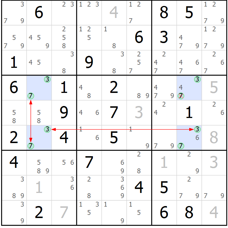 Position des candidats pour la solution de la Gr 83 page 86 du magazine de sudoku Suprême n° 027