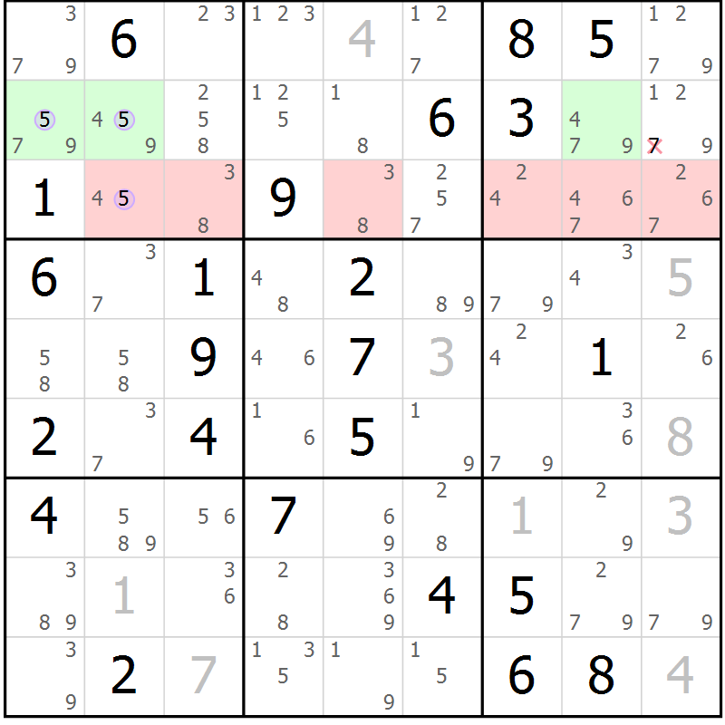 Position des candidats pour la solution de la Gr 83 page 86 du magazine de sudoku Suprême n° 027