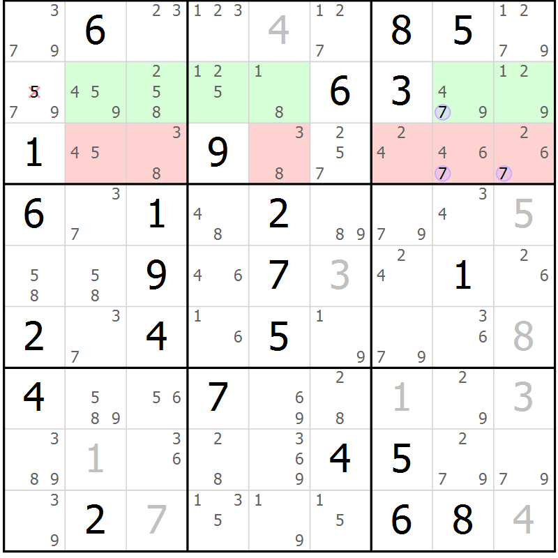 Position des candidats pour la solution de la Gr 83 page 86 du magazine de sudoku Suprême n° 027