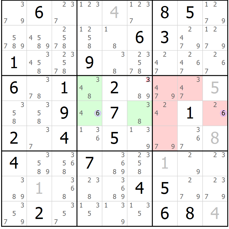 Position des candidats pour la solution de la Gr 83 page 86 du magazine de sudoku Suprême n° 027