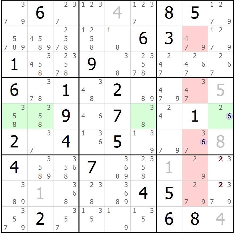 Position des candidats pour la solution de la Gr 83 page 86 du magazine de sudoku Suprême n° 027