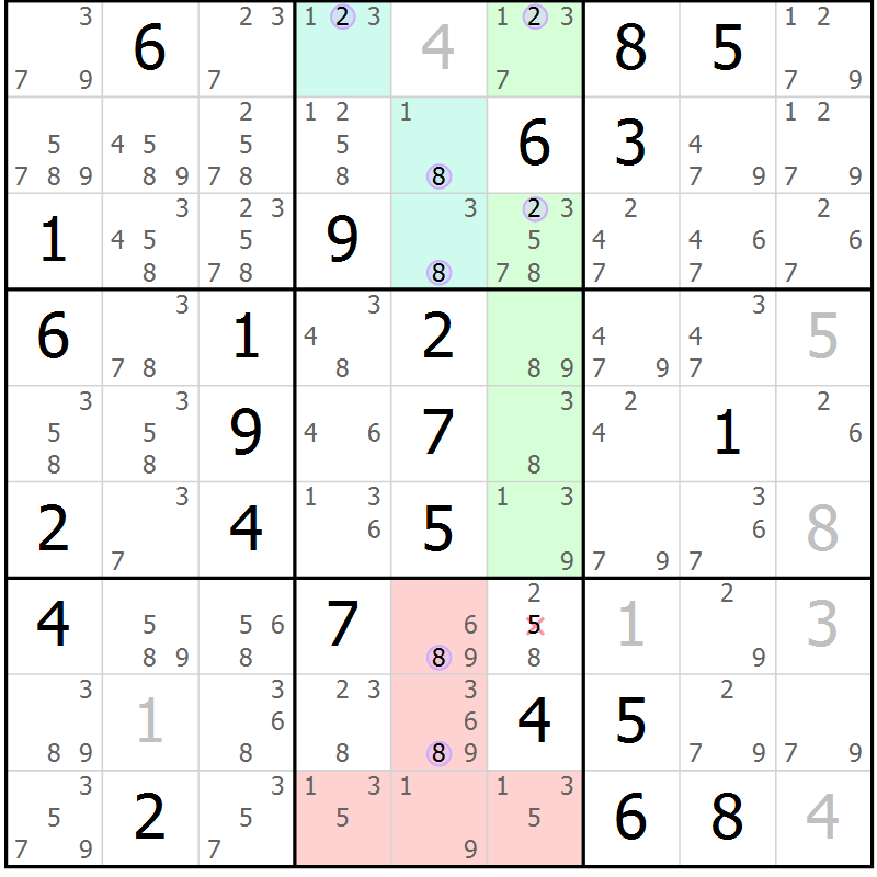 Position des candidats pour la solution de la Gr 83 page 86 du magazine de sudoku Suprême n° 027