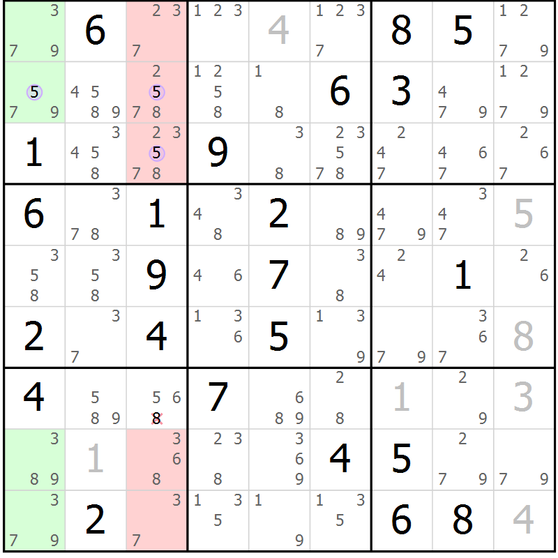 Position des candidats pour la solution de la Gr 83 page 86 du magazine de sudoku Suprême n° 027