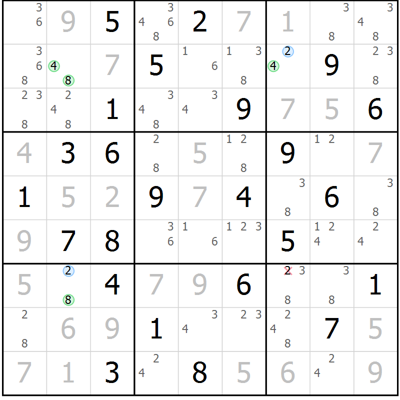 Position des candidats pour la solution de la Gr 84 page 87 du magazine de sudoku Suprême n° 027