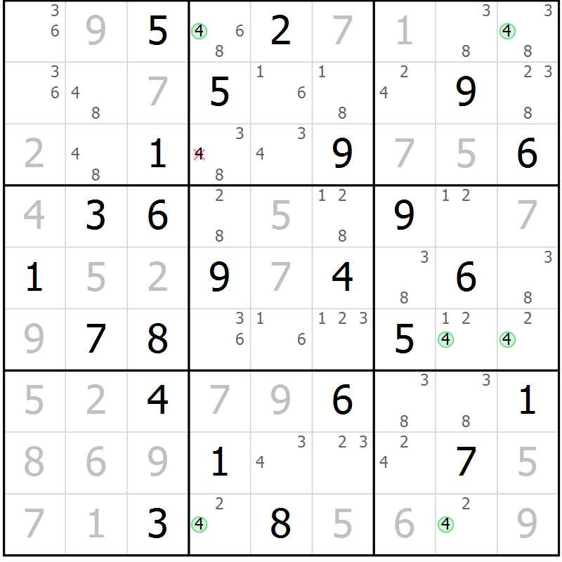 Position des candidats pour la solution de la Gr 84 page 87 du magazine de sudoku Suprême n° 027